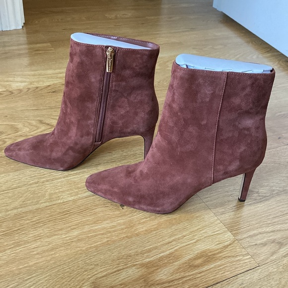 Brown Suede Heeled Ankle Boots Sz 7.5 - Picture 2 of 7
